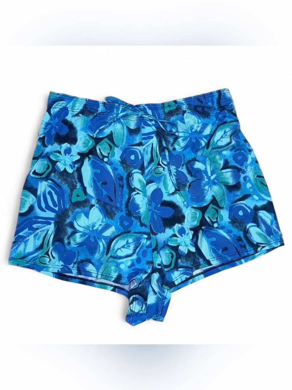 Blair Blue & Teal Floral High-Waist Swim Shorts